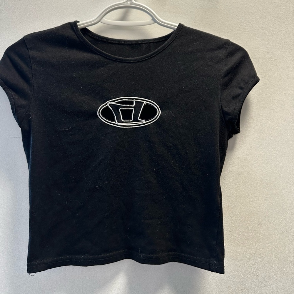 Diesel Black Logo Crop Top – Size S